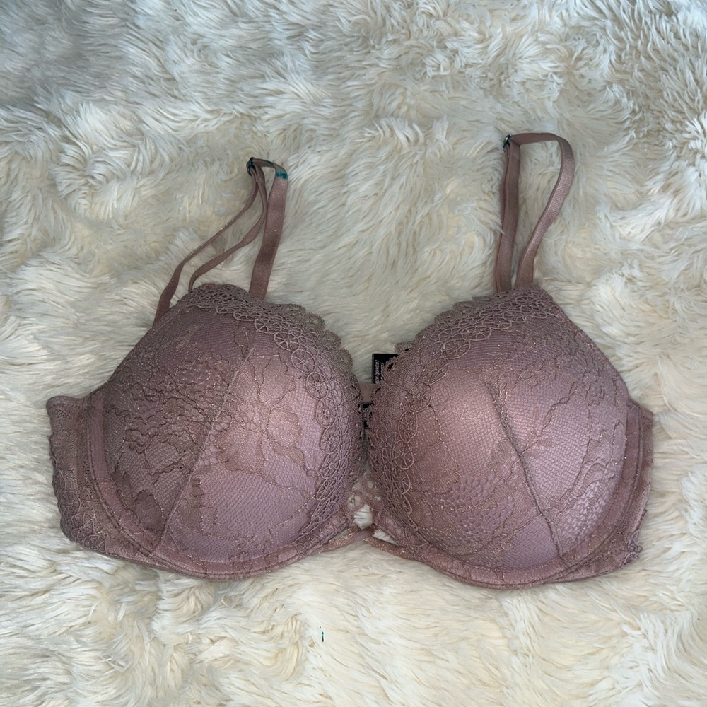 Victoria's Secret Mauve Lace Bra bombshell push up 32c
